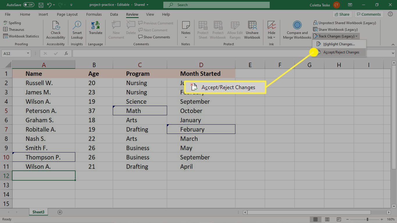 track changes in excel for mac